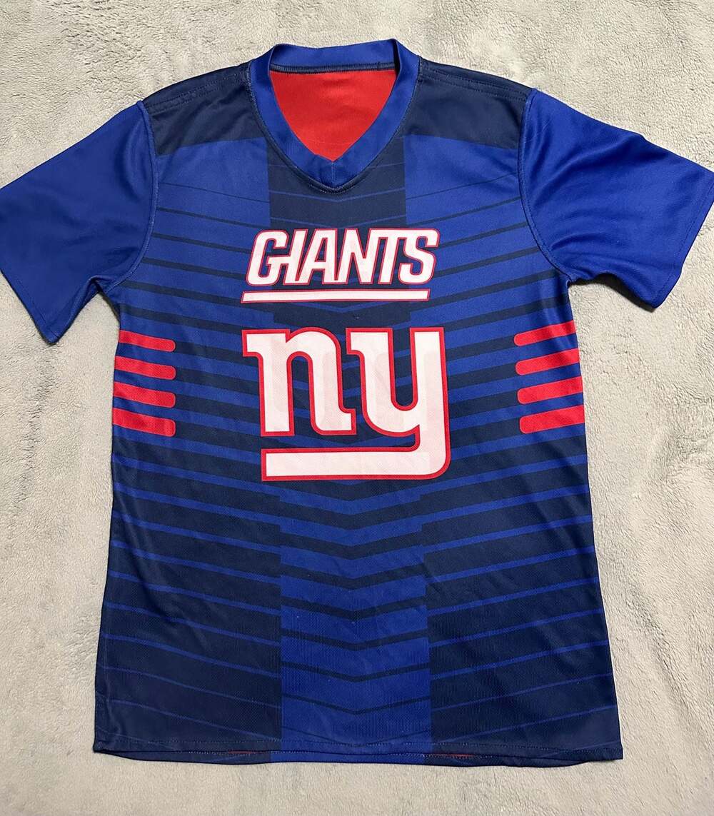 NFL New York Giants Flag Play Football Reversible Jersey Blue Red, Large (Youth)
